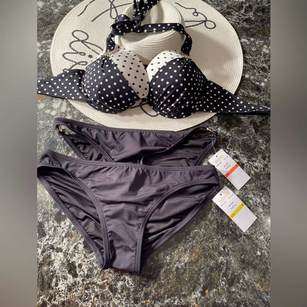 VS swim poke dot top 34DD (also fits 34D) and S or M Michael Kors bottoms